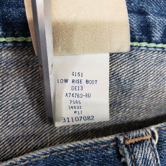 Vintage Abercrombie & Fitch Handcrafted Distressed Jeans Mens 34x32 Bleached y2k - Picture 5 of 9